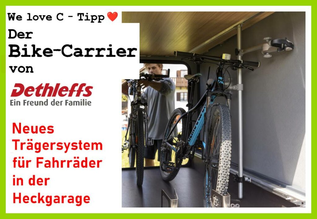 Gute Lösung für Heckgaragen: Der Bike-Carrier von Dethleffs hält bis zu 4 Fahrräder sicher und platzsparend fest. (Foto: Dethleffs)