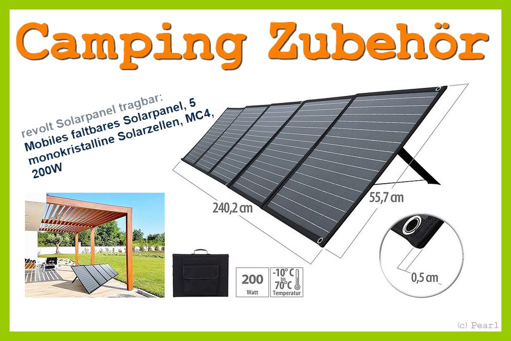Mobile Solarpower beim Camping. (Foto: Pearl; Montage: tom/dkf)